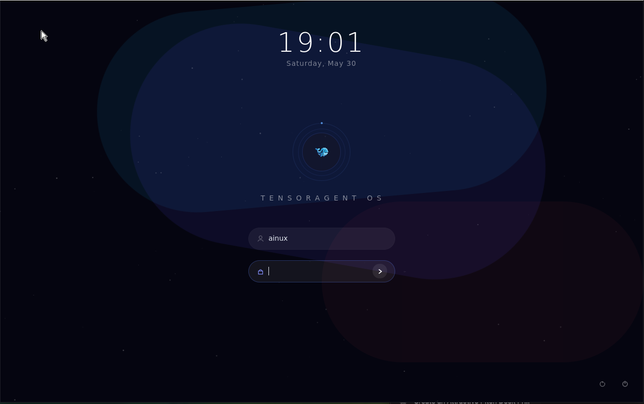 System Lock Display TensorAgent OS — The OS That Thinks